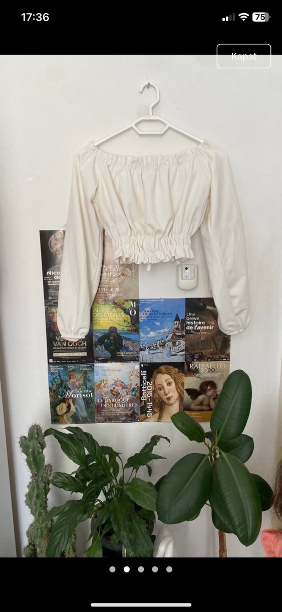 Büzgülü beyaz Mini Uzun Kollu Büstiyer - Görsel 3