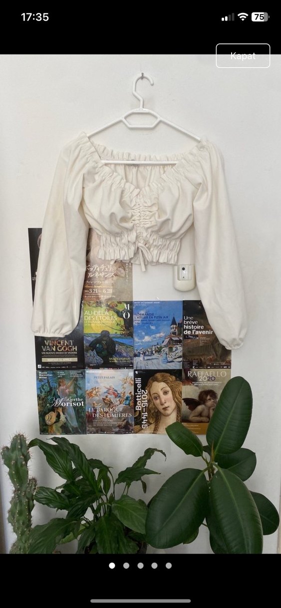 Büzgülü beyaz Mini Uzun Kollu Büstiyer - Görsel 2