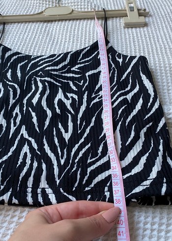 s Beden Kahverengi Zebra Desenli Mini Askılı Atlet