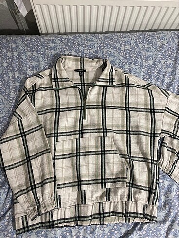 Mavi-Fermuarlı Sweatshirt
