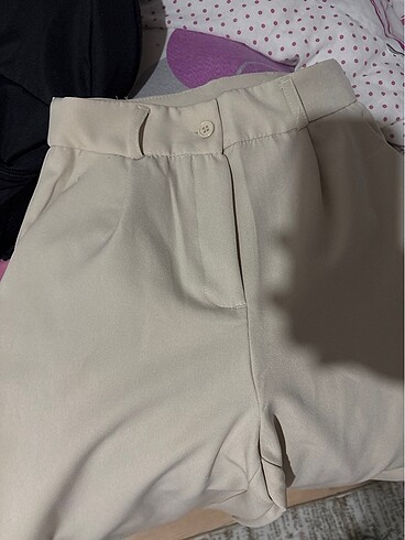 bol paça krem kumaş pantolon