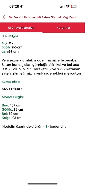 m Beden yeşil Renk Saten Gömlek