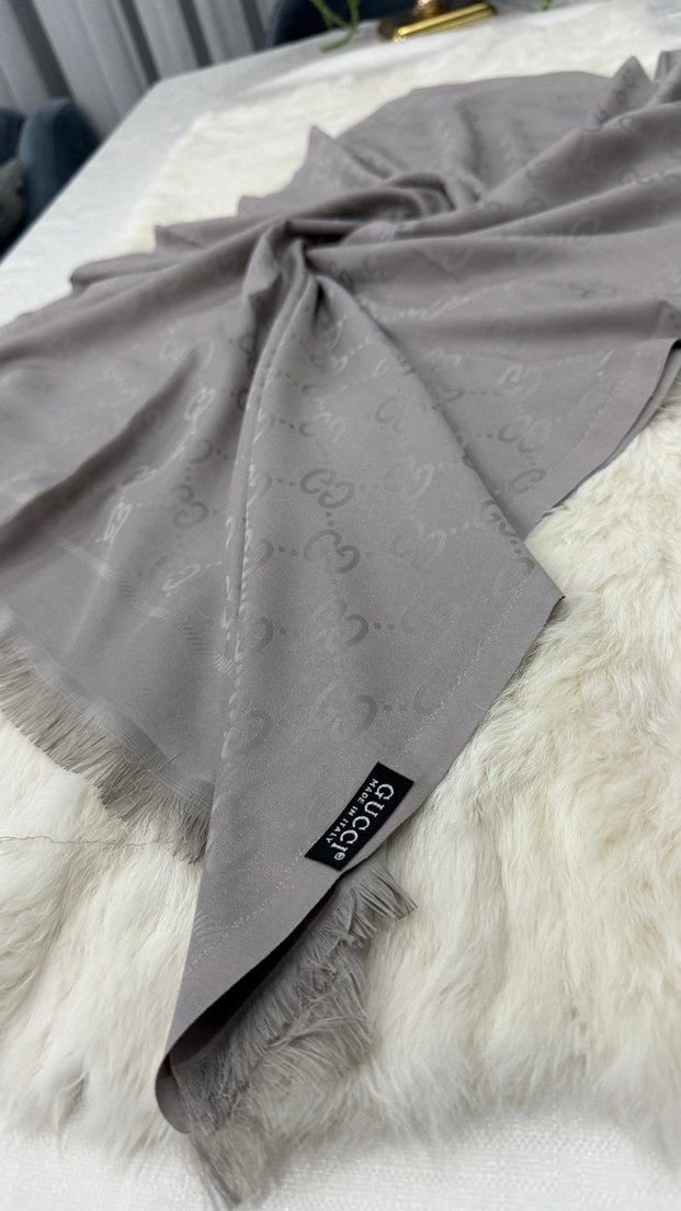 Gri Kadın kaşmir şal bej renk - Görsel 4