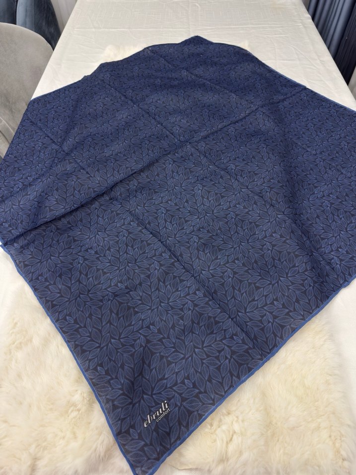 Kadın Koyu Mavi pamuk eşarp - Görsel 2