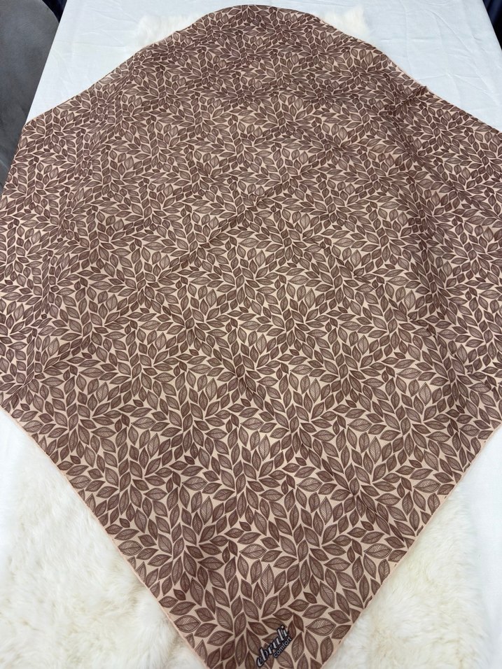 Dantel Detaylı Kahverengi Kadın Pamuk eşarp - Görsel 5