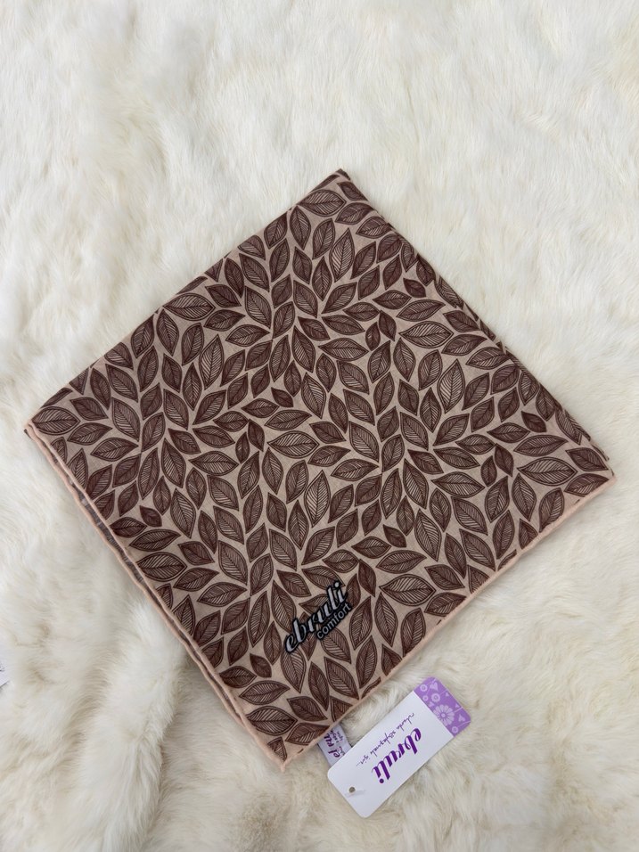 Dantel Detaylı Kahverengi Kadın Pamuk eşarp - Görsel 3