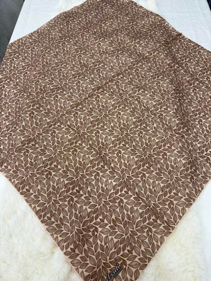 Dantel Detaylı Kahverengi Kadın Pamuk eşarp - Görsel 4