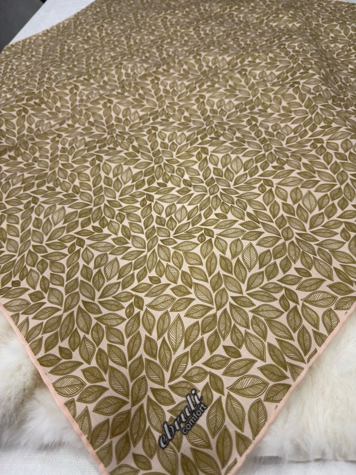 Dantel Detaylı Bej Kadın Pamuk eşarp - Görsel 4