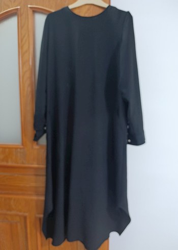 Kadın Siyah Uzun Keten Elbise - Görsel 2