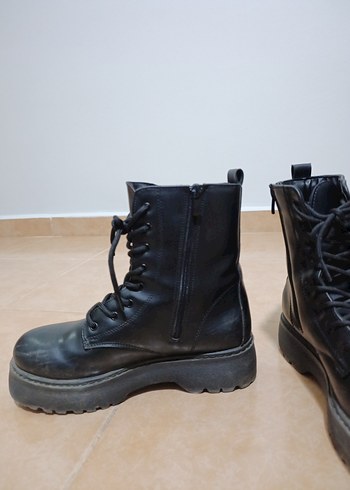 Siyah Minimalist Platform Topuklu Kadın Bot - Görsel 4