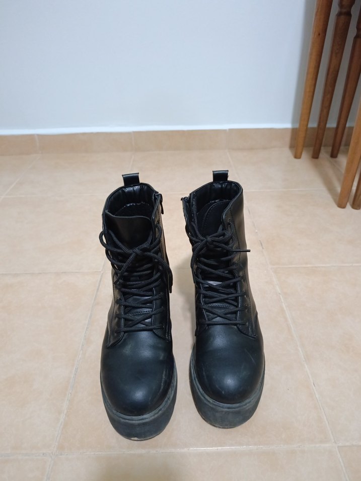 Siyah Minimalist Platform Topuklu Kadın Bot - Görsel 3