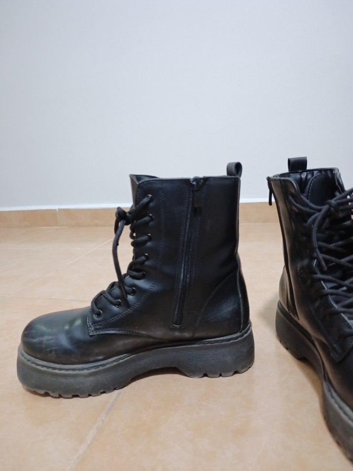 Siyah Minimalist Platform Topuklu Kadın Bot - Görsel 4