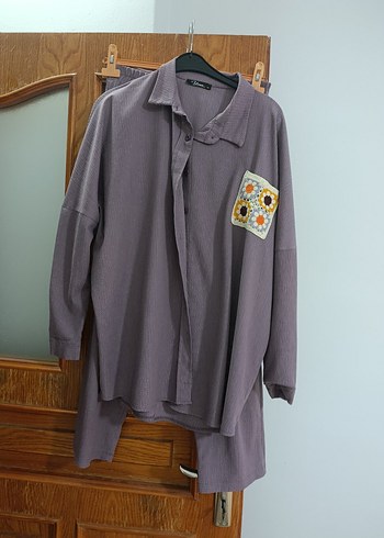 Gri Keten Düğmeli Kadın Gömlek - Görsel 2