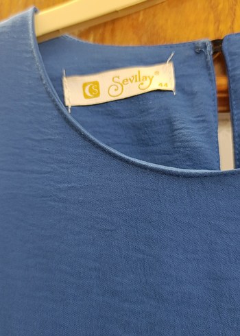 Düğmeli Lacivert Uzun Keten Tunik - Görsel 3