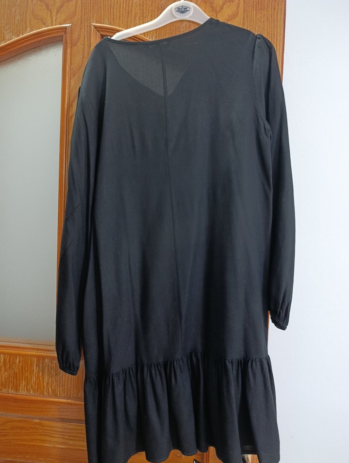 Siyah Nakışlı Uzun Kollu Bohem Elbise - Görsel 4