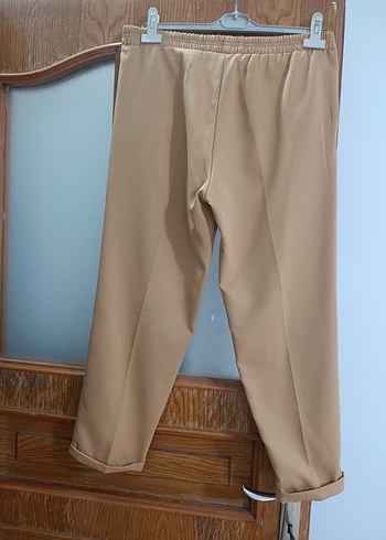 Bej Kadın Kumaş Pantolon, Kemerli, Midi Boy - Görsel 2