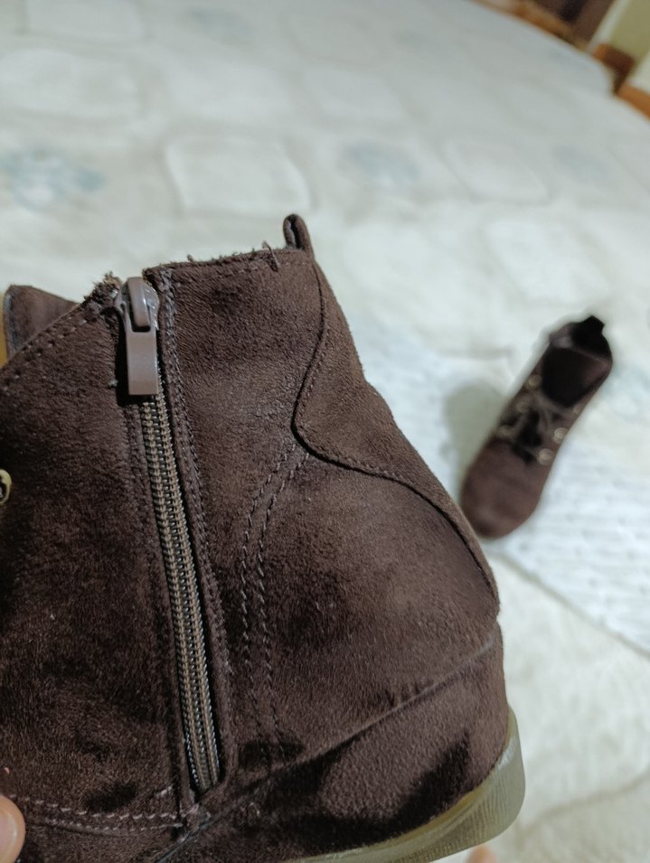 Kahverengi Süet Kadın Dolgu Topuk Bot POLARİS - Görsel 4