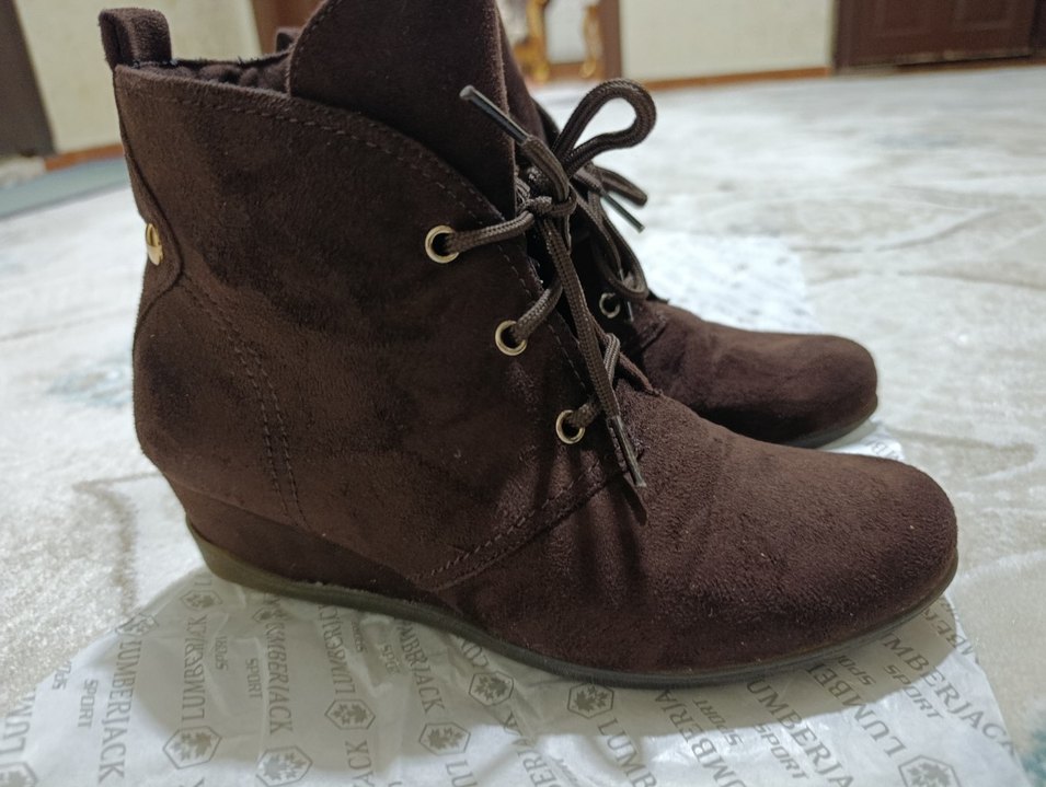 Kahverengi Süet Kadın Dolgu Topuk Bot POLARİS - Görsel 3