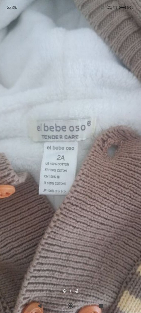 El beb oso Kapüşonlu Örgü Bebek Tulumu - Görsel 3