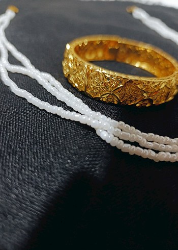 Altın Renkli bilezik ve Boncuklu Kadın kolye - Görsel 8