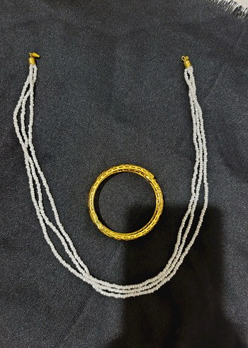 Altın Renkli bilezik ve Boncuklu Kadın kolye - Görsel 9