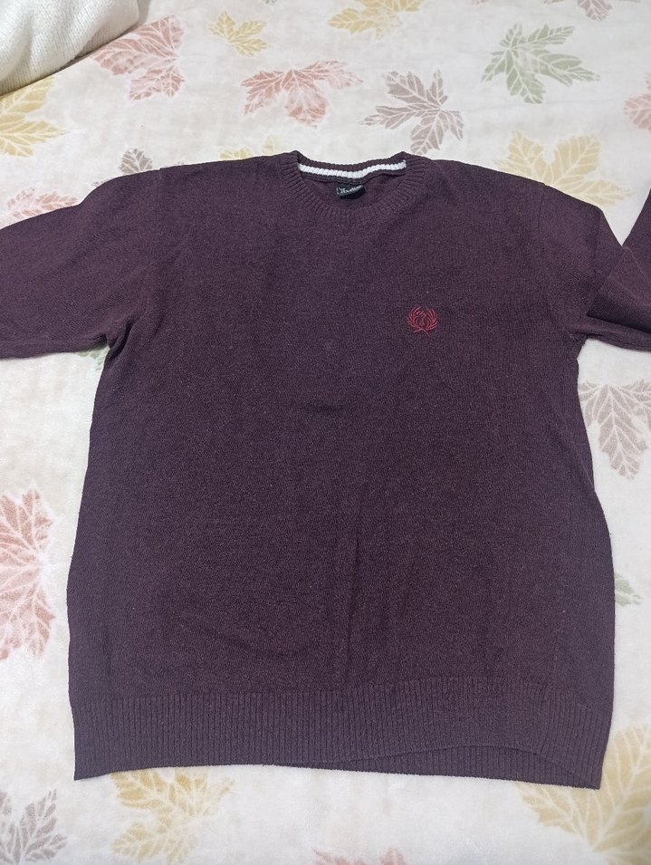 Bordo Erkek Triko Bisiklet Yaka Kazak - Görsel 2