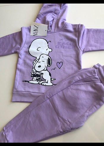 Zara Mor Kapüşonlu kız alt üst Takımı
