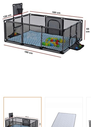 Ikea Bilgi Baby Siyah Oyun Alanı Top Havuzu 180x120x65 cm