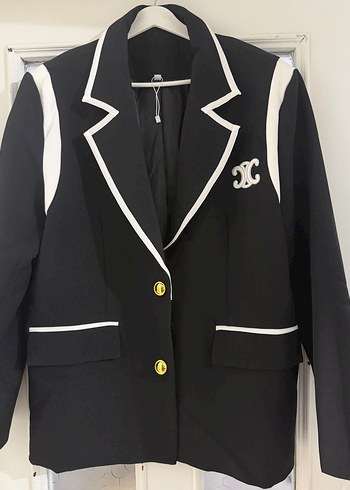 Chanel Beyaz Puskullu Siyah Blazer Pantolon Takim