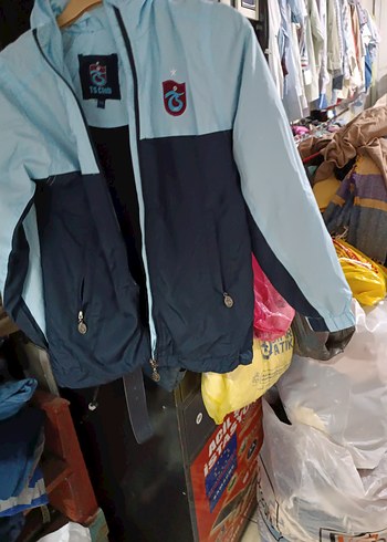 Fermuarlı Mavi Gri Erkek Yağmurluk