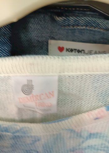 Diğer Kadın Mavi Batik Desenli Midi Denim Ceket
