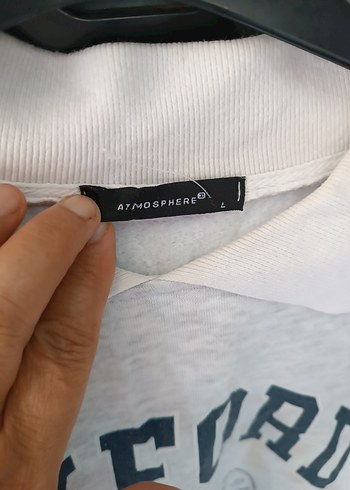 Atmosphere Gri OXFIRD Baskılı Pamuk Sweatshirt