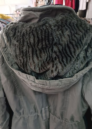 m Beden gri Renk Kadın Gri Kamuflaj Desenli Kemerli Ceket