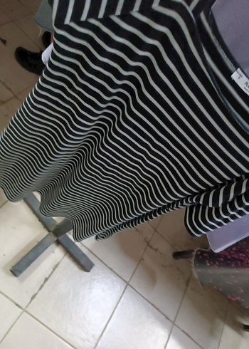 Pull and Bear Gri Çizgili Midi Elbise
