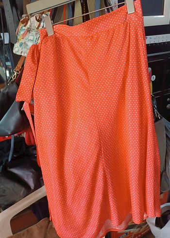 Kırmızı Puantiyeli Midi Hamile Etek - Görsel 3