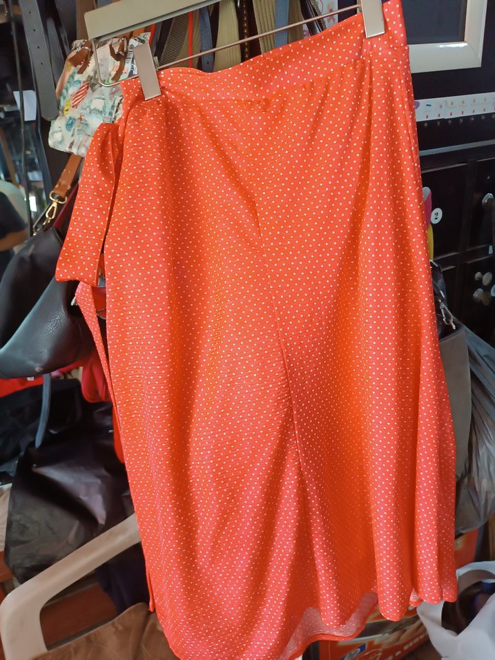 Kırmızı Puantiyeli Midi Hamile Etek - Görsel 3