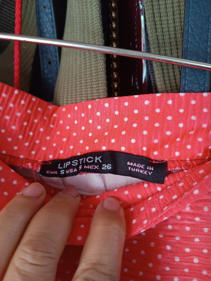 Kırmızı Puantiyeli Midi Hamile Etek - Görsel 4