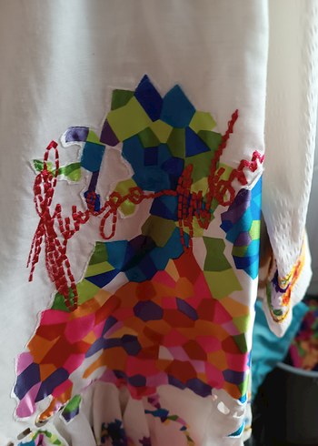 Nakışlı Çok Renkli Uzun Hamile Etek - Görsel 2