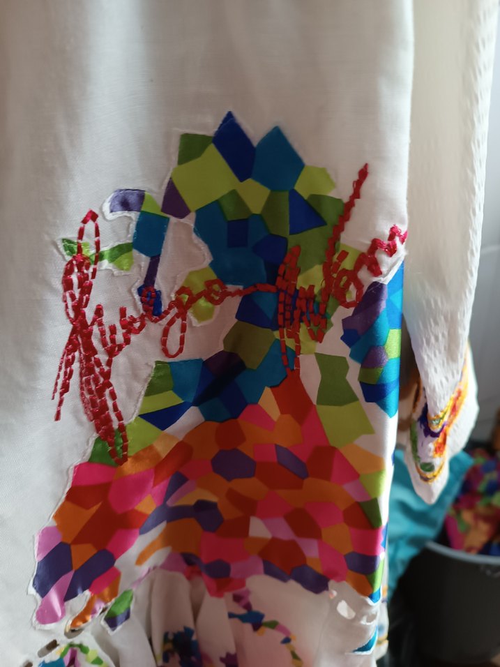 Nakışlı Çok Renkli Uzun Hamile Etek - Görsel 2