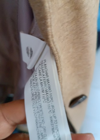 Bej Kadın Keten Ceket, Düğmeli, Normal Boy - Görsel 5