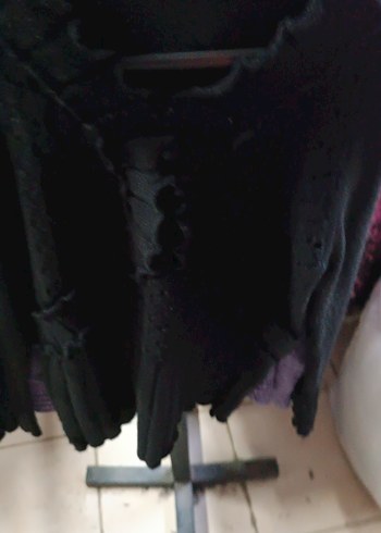 Gotik Tarzda Örgü Siyah Hamile Hırka - Görsel 3