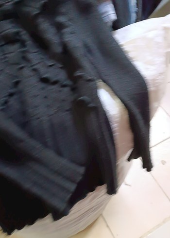 Gotik Tarzda Örgü Siyah Hamile Hırka - Görsel 2