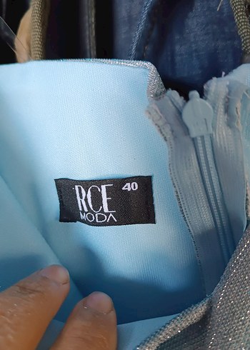 Mavi Drapeli Uzun Straplez Abiye Elbise - Görsel 7