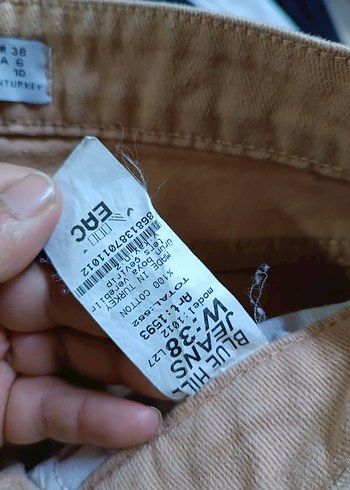 Bej Kadın Bol Kesim Midi Kot Pantolon - Görsel 7