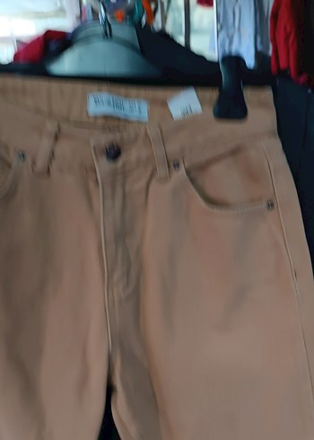 Bej Kadın Bol Kesim Midi Kot Pantolon - Görsel 4