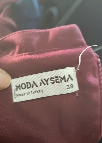 Bordo Uzun Kollu İşlemeli Abiye Elbise - Görsel 5