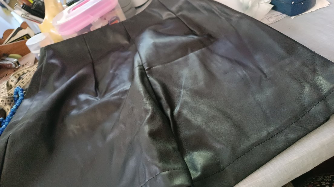 Gri Suni Deri Midi Şort etek şort etiketli - Görsel 5