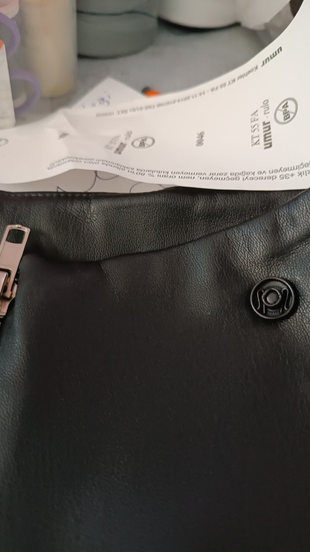 Gri Suni Deri Midi Şort etek şort etiketli - Görsel 2