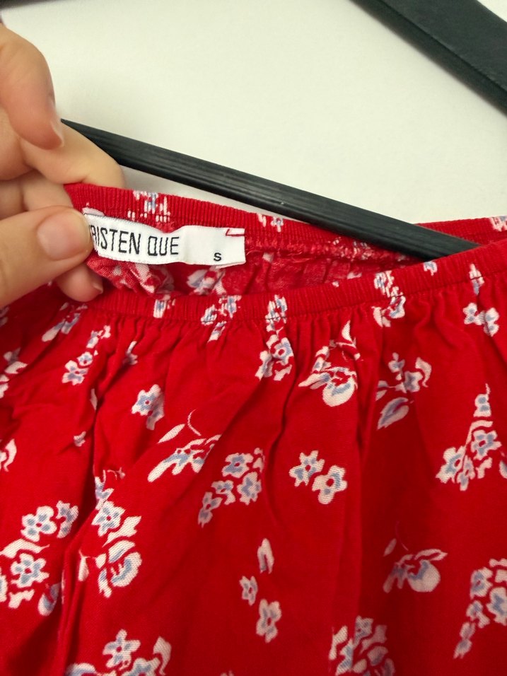 Kırmızı Desenli Uzun Kollu Bohem Bluz - Görsel 2