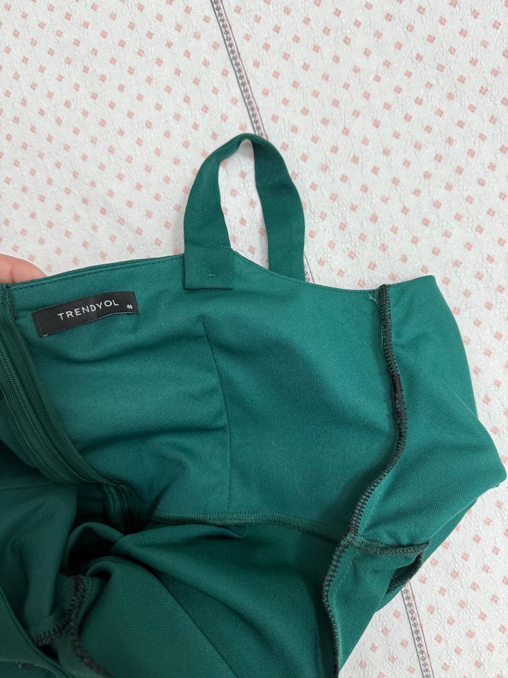 Yeşil  Midi Kalem Yırtmaçlı Elbise - Görsel 5